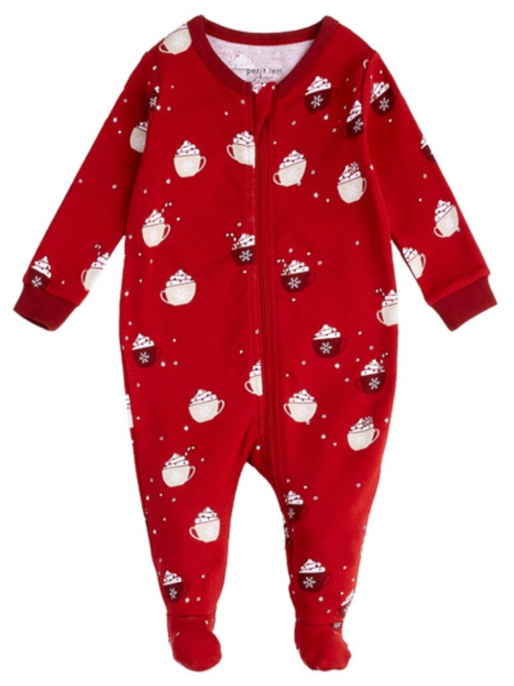 NWT PETIT LEM Infants Hot Cocoa Footed 100% Cotton Sleeper Holiday Pajama Onesie